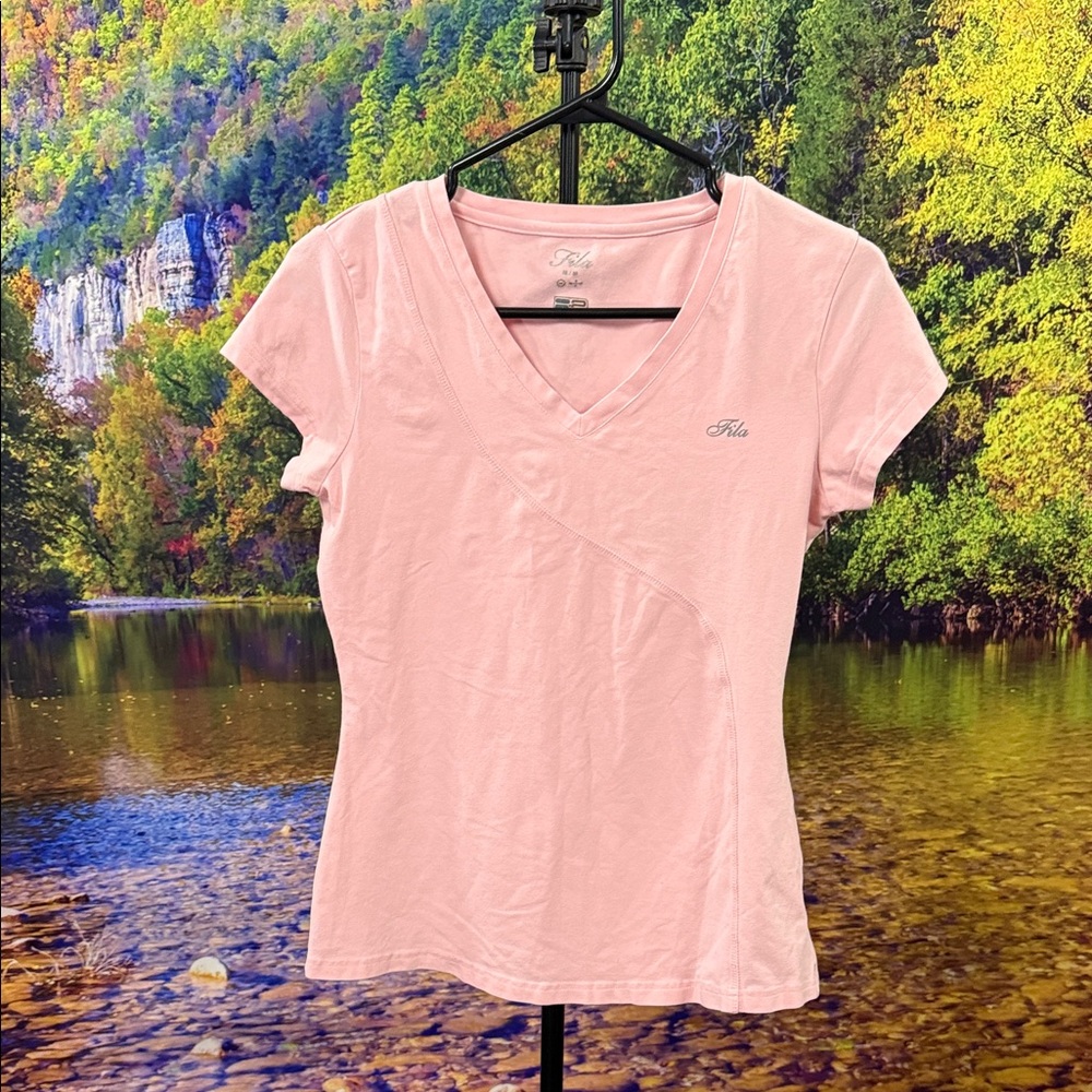 Fila Women's Light Pink V-Neck Tee